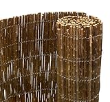 Spetebo Balkon Sichtschutz Matte aus Weide - 250 x 75 cm - Holz Windschutz Zaun Blickdicht und...
