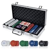 BROILISSIMO 300/500 PCS Pokerkoffer aus Aluminium Pokerset Profi ,mit Gedruckte Chips, Pokerdecks ,...