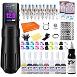 KVM Großes IPS-Bildschirm-Tattoo-Set, kabellos, 1800 mAh, geeignet für professionelle Kits...