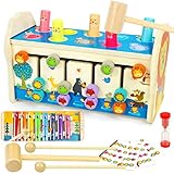 jerryvon Hammerspiel und Xylophon Kinder Montessori Spielzeug ab 1 Jahr, 4-in-1 Holzspielzeug...