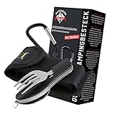 OUTDOOR FREAKZ Outdoor Campingbesteck Klapp-Besteck aus Edelstahl mit Gürteltasche, das Original!...