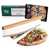 DOLCE MARE® Pizzaschneider - Vielseitig einsetzbares Wiegemesser mit edlem Griff aus Eichenholz -...