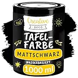 Creative Deco Schwarz Wandfarbe Kreidefarbe Tafelfarbe | 1000ml | 10 m² / 1L Effizient | Matt...