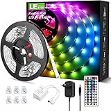 LE 5M RGB LED Strip Set, 5050 SMD LED Streifen, 12V, Selbstklebend LED Strips, Flexibel LED Band,...