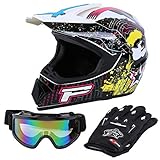 Samger DOT Erwachsener Off Road Helm Motocross Helm Dirt Bike ATV Motorrad Helm Handschuhe Brille...