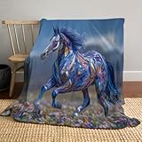 Pferde rennen Einer Schaukel Bedruckte Flanelldecke 130 x 150cm - Weich Und Warme Niedliches...