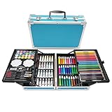 Halobios Kunstset, 144-teiliges Deluxe-Malset im Aluminium-Kunstkoffer mit Aquarellstiften,...