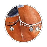 LucBuy 2 STÜCKE Mehrschichtige Charme Fußkette Boho Armband Layered Fußkettchen, Handgemachte...