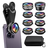 GOMETY 10 in 1 Handy Objektiv, Handy Kamera objektiv 198° Fischaugenobjektiv, 0.63x Weitwinkel, 15x...