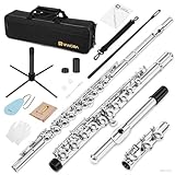Vangoa C Flöte 16 geschlossen Löcher Querflöte Instrument Vernickelt Flöte Anfänger Set mit...