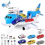 deAO Transport Flugzeug Spielzeug, 19Stck Transport Cargo Fluggeräte mit Auto Spielzeug Spiel Set...