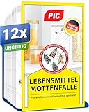 PIC Lebensmittelmotten Falle - 12 Lebensmittelmottenfallen - Mottenfalle mit Pheromon für ideale...