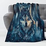 GSAEIMCT Kuscheldecke Sternenhimmel-Wolf-Traumfänger Fantasietiere Decke Tagesdecke,Weiche Flannel...
