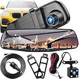 Retoo Full HD Auto Spiegel Dashcam mit Rückfahrkamera mit Nachtsicht Rear Right Lower Loop-Aufnahme...