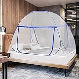 AnJeey Moskitonetz Bett, Pop up Doppeltür Tragbare, Faltdesign mit Unterseite, Einfache...