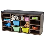 Schuhschrank mit Sitzkissen VINCENT (L) - Nussbaum - mit 14 Fächern und Klicksystem! 104 x 48 x...