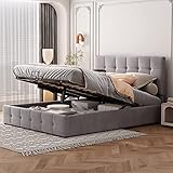 Gegtuon Polsterbett Bett 140x200, Doppelbett mit Kopfteil, Stauraumbett Jugendbett mit Hydraulisch...