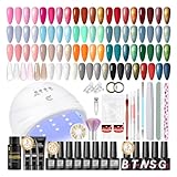 COSCELIA 47PCS Gel Nagellack Set mit UV Lampe, 20 Farben UV Nagellack Rosa Glitzer 3 Pcs Poly Nagel...