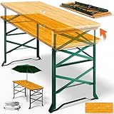 Deuba® Bierzelttisch Höhenverstellbar Klappbar Hoch Outdoor Breit Holz XXL Buffettisch 170cm...
