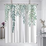 FYting Duschvorhang,Shower Curtains 180x180,Duschvorhang Blumen mit Grünen, Beschwerter Saum,...