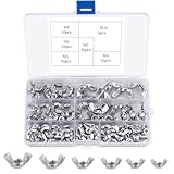 100 Stück Flügelmuttern Sortiment Set Metrische Flügelmutter 6 Gewindegrößen M3 M4 M5 M6 M8 M10...