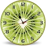 Horienteeon Küchenwanduhr mit grünen Kiwi-Scheiben, dekorativ, batteriebetrieben, 25 cm, rund,...