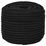 Geflochtenes Polypropylen-Seil, PP-Seil, Gartenseil, schwarz, 12 mm, 100 m, Polyester