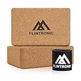 Flintronic 2er Set Yogablock aus Kork, 100% Natur Yoga Block Kork mit 1 Widerstandsband, Korkblock...