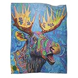 ZYGAOKDD 3D-Decke Für Kinder Und Erwachsene, Wendbare Fleecedecke Colorful Moose Musterwurf Twin...