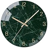 VIKMARI Glas-Wanduhr stilles uhrwerk - 20 cm 8 Zoll Qualitäts-Quarzuhrwerk Batteriebetrieben...