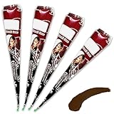 4 Pcs Natürliche Henna Tattoo Farbe Braun, Henna Braun Sommersprossen, Temporäre Tattoo, für...