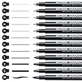 AKARUED Fineliner Schwarz Stifte, 12 Stück Fineliner Set Schwarz, Wasserfest Tuschestifte zum...