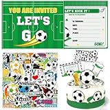 Fußball-Party-Einladungskarten, Geburtstagseinladungskarten mit Umschlägen, Fußball-Partyzubehör...