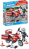 PLAYMOBIL Action Heroes 71466 Feuerwehrmotorrad am Unfallort, rasante Fahrt zum Einsatz, mit...