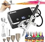 XDOVET Verbessertes 32 PSI Airbrush Set mit Farblack 12 Farben/ 30ml, Dual-Action Airbrush Set mit...