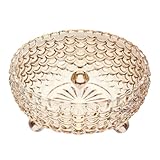 OSOLADY Haushalts Glasschüssel Fischschuppenmuster Großformat mit Dreibeinigem Sockel...