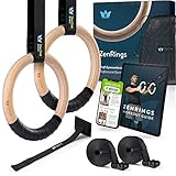 ZenOne Sports Premium Turnringe aus Holz, splitterfrei, Gymnastikringe mit Griffband, Türanker &...