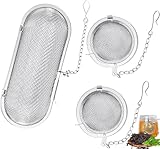 3 Stück Gewürzei, Edelstahl Teesieb, Teaballs, Gewürzsieb zum Mitkochen mit Kette, Gewürzkugel,...