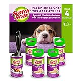 Scotch-Brite Pet Extra Sticky Fusselrolle für Tierhaare, 48 Blatt, 5 Rollen mit 1 Abroller, 240...