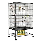 Vogelkäfig groß, Vogelkäfig aus Metall, Vogelbauer mit 4 Rollen, Wellensittich käfig mit...