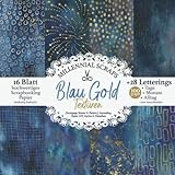 Blau Gold Texturen Decoupage Muster & Pattern f. Journaling, Papier DIY, Karten & Fotoalben:...
