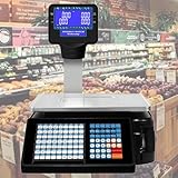 Nicvrea Etikettendruckwaage, Digitale Barcodewaage mit 63 Tastenkombinationen und Stangenanzeige,...