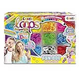 CRAZE loops FUN BOX - Loom Bänder Set mit 800 Gummibänder, Verschlüsse und Helfer - Halsketten,...