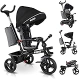 KIDIZ® Dreirad 5in1 Kinderdreirad mit Schubstange Lenksystem Stange ab 1 Jahr, Jogger vorwärts und...