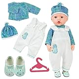 Aolso Kleidung Outfits für Baby Puppen, Puppenkleidung = Grün Langarm+Weiß Hose+ Hut+1 Paar...