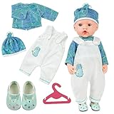 Aolso Kleidung Outfits für Baby Puppen, Puppenkleidung = Grün Langarm+Weiß Hose+ Hut+1 Paar...