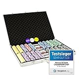 Pokerkoffer 1000 abgerundete Ocean Champion Chips hochwertige Metallkern Jetons 12 g Pokerset 3...