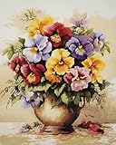 JWPSHIJIE Blumen in einer Vase Vorgedruckte Kreuzstich-Sets,DIY Stickbilder 11CT Stickerei Set...