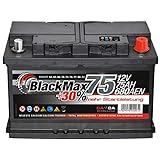 Autobatterie 12V 75Ah 680A BlackMax PKW Batterie ersetzt 65Ah 70Ah 72Ah 74Ah