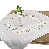 Stickpackung Margeritenblüten, Tischdecken Set vorgezeichnet zum Sticken, Blumen Stickset mit...